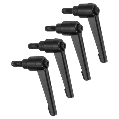 QUARKZMAN 4Pz M6 x 12mm Maniglia di Fissaggio Regolabile Maschio Pulsante Cricchetto Sgancio Leva di Bloccaggio, Regolabile Maniglia per Macchina in Metallo per Tornio Macchinari, Nero