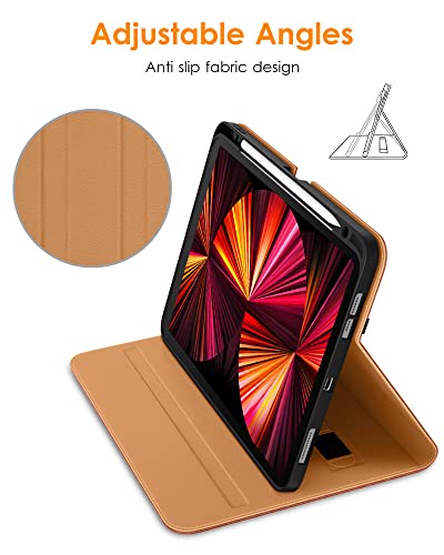 Dtto Case For Ipad Pro 11 Inch 4Th/3Rd/2Nd/1St Generation 2022/2021/2020/2018,Premium Pu Leather Folio Stand Cover With Hand Strap,Fit Ipad Air 4/5 - Auto Wake/Sleep,Multiple Viewing Angles, Brown #TOP2
