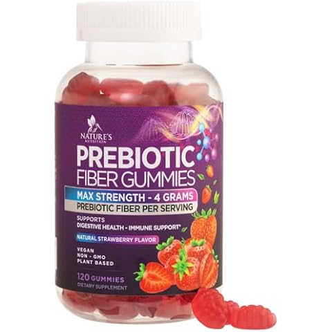 Fiber Gummies for Adults, Daily 4g Gummy Fiber Supplement, Prebiotic Digestive Health Support - Plant Based Soluble Fiber, Supports Regularity & Digestion for Adults Non-GMO - 120 Gummies Cover