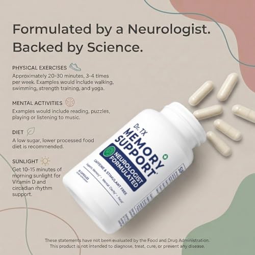 Dr. TX Memory Support – Neurologist-Formulated Brain Supplement for Memory, Recall & Mental Clarity – Cognitive Health Support for Adults & Seniors – Caffeine-Free, 30 Vegetable Capsules — view 4