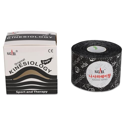 Nasara Nastro Kinesiologico Originale Per Sport E Medicina, Rotolo Singolo, Dimensioni Rotolo 5Cm X 5M, Colore Nero - 4