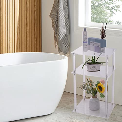 Craftforce Clear Acrylic Side Table, 3-Tier Acrylic End Table For Living Room, 15.4 L X 11.8" W X 23.4" H Acrylic Nightstand Bedside Table For Bedroom, Multifunctional Modern Design Home Accent Table #TOP5