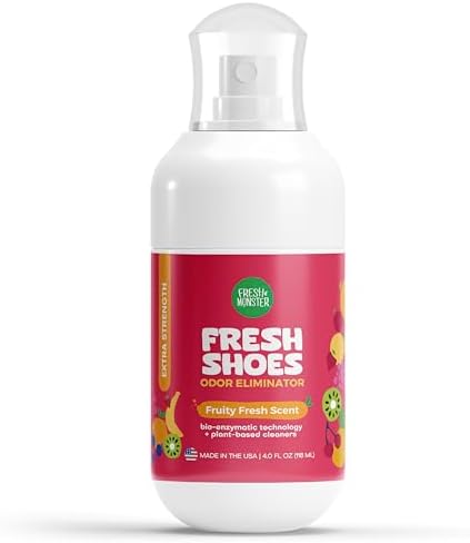 FRESH MONSTER Deodorizing Shoe Spray for Kids & Teens | Shoe Deodorizer Spray with All-Day Odor Protection | Bio-Enzyme Technology | Eliminates Odors | Fruity Fresh, 4 oz