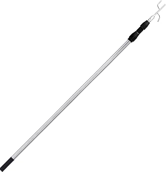 Telescopic Cargo Retrieval Hook, Long Reach Assist Puller Tool, 4.92Ft Adjustable Extension Pole with Secure Grab Feature, Stainless Steel Pull Retriever with Locking Shaft Control, Cargo Handling Too