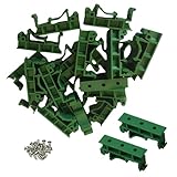 Urcollections 10 Sets DIN Rail Mounting Kit for PCB 35mm C45 Adapter Clips PA66 Green Panel Brackets with Screws (20 Clips + 40 Screws) Fits ≤100mm Boards