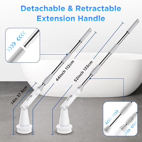 Electric Spin Scrubber, Bathroom Cleaner, Power Shower Cleaning Brush with Extendable Handle & 4 Brush Heads, Shower Scrubber for Bathtub Tile Grout Kitchen Window and Floor by Swtroom - Image 5
