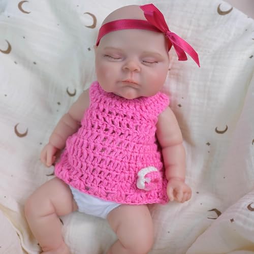 RXDOLL Muñecos de bebé Reborn de cuerpo completo de silicona de 12 pulgadas, tamaño pequeño, muñeca de bebé de la vida real, muñecas de silicona de platino sólido para dormir