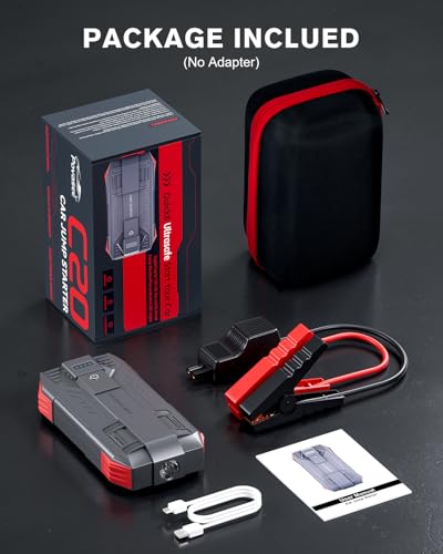 Povasee 4000A UltraSafe Jump Starter Power Pack, Car Battery Booster Jump Starter Power Bank (up to 10L Petrol/8L Diesel), 12V Jump Pack Car Starter with Jump Leads, Emergency LED and 2 USB Ports - Image 6