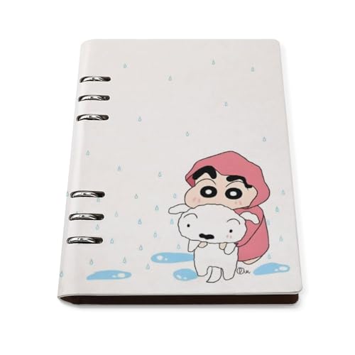 しんちゃん システム手帳 PU ノートメモ帳 バインダーノート A5サイズ 手帳 スケジュール帳 6穴 レザー 日記帳 記録ノート ルーズリーフ式 詰め替え可 メモ帳 バインダーリング 文房用具 プレゼント 贈り物 子供 学生