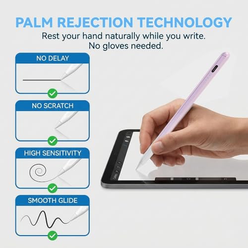 Image of JEDOUBAL Stylus Pen for iPad 2018-2026, 3X Fast Charging iPad Pencil with Palm Rejection & Tilt Sensitivity, Apple Pencil Alternative No Bluetooth Required Compatible with iPad Pro Air Mini