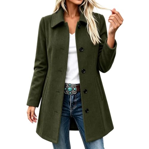 Trench Coat Women Lapel Single Breasted Mid Length Jacket Fall Winter - image 5
