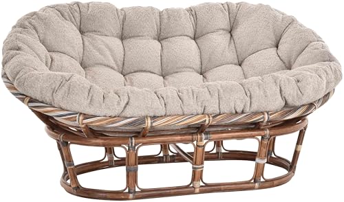 Krines Home Papasansessel XXL mit Kissen Relax Papasan Chair Natur...