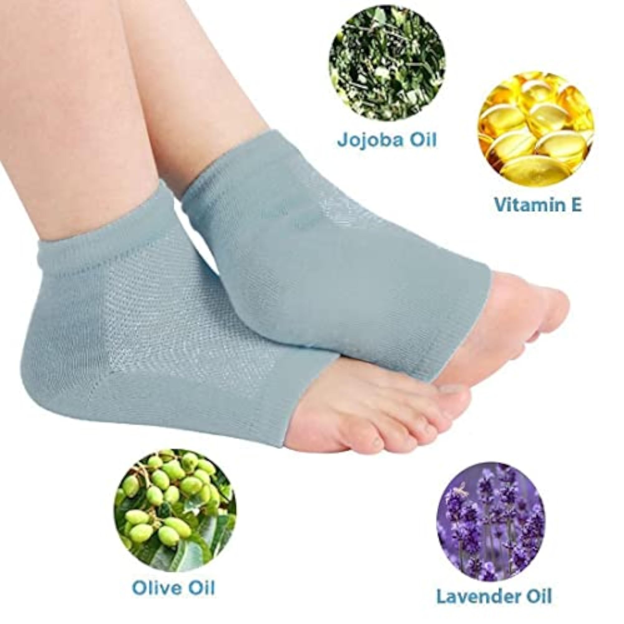 Cotton Moisturising Gel Heel Socks for Cracked Feet, Open Toe