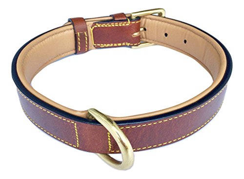 Soft Touch Collars Padded Leather Dog Collar, Brown Medium, Genuine Real Leather, Great for Male or Female Dogs, 20" Inches Long x 1" Inch Wide, Fits Neck Size 14.5" to 17.5" - Thumbnail 3