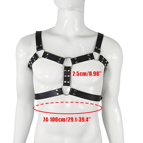 Pu Leather Harness for Men, Mens Shoulder Harness Belt Costume Body Chest, Sexy Punk Body Harness, Adjustable Buckle Clothes Rave Outfits for Men3