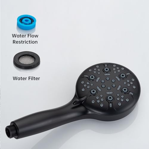 Joyrain Cabezal de Ducha con Aumento de Presión 8 Ajustes y Pistola de Rociado 2 en 1 para Ducha de Alta Presión y Limpieza Fácil de Bañera/Azulejo/Suelo, Cumple Normas de EE. UU. (Negro Mate) miniatura 7