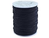 KONMAY 1 Roll 1.5mm Black 45 Yards Elastic Cord/shock cord (1.5mm, Black)