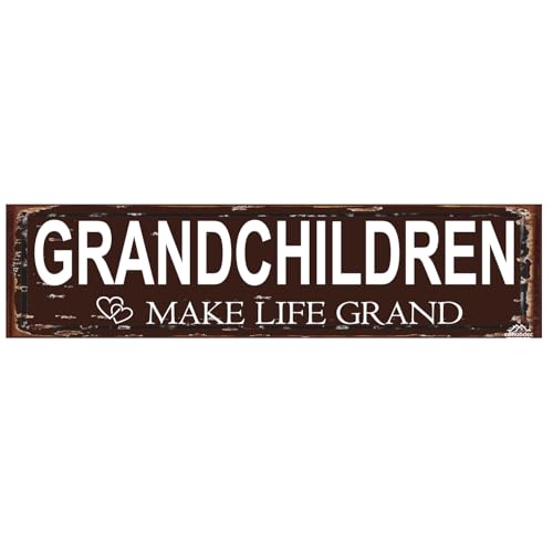 Grandchildren Make Life Grand Rustic Metal Sign 164 Inch - Grandparents Gift & Family Decor