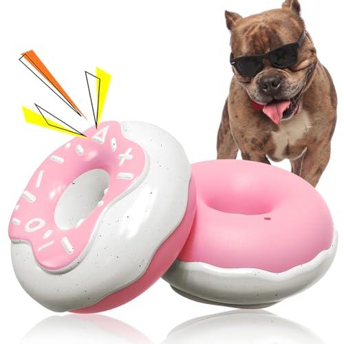 Donuts Giocattolo per Cani da Masticare Gioco Cane Con Squeak Giochi Interattivi per Cani Giocattoli per Cani Media Grandi Resistenti，Indoor ed Outdoor Giocattoli per Cani (Rosa)
