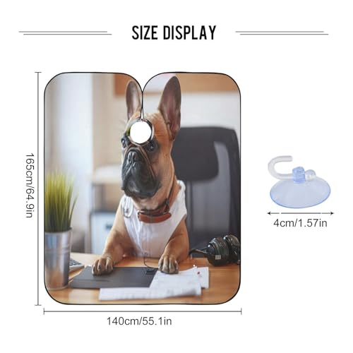 RPLIFE Lustiger französischer Bulldoggen-Arbeits-Haarschneideumhang, Haarfärbeumhang für Damen, Kleid zum Färben von Haaren, Lustige französische Bulldogge Working 2, Einheitsgröße