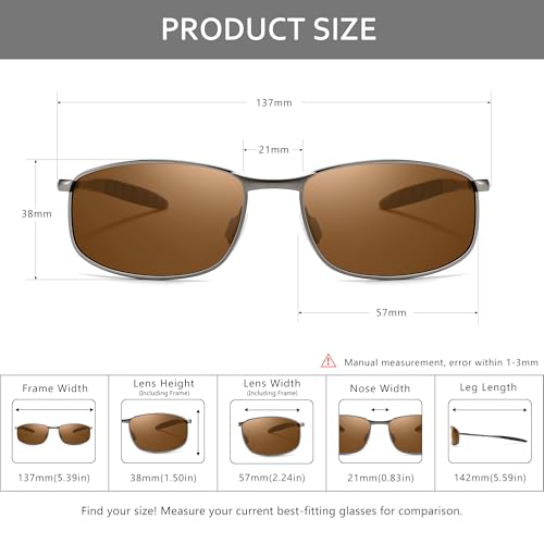 Image of SUNGAIT Mens Narrow Polarized Sunglasses Metal Frame Small Rectangle Retro Durable UV400 Protection