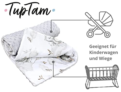 TupTam 2er Set Baby Decken Einschlagdecke 85x85 cm für Autositz Babyschale Babydecke Wiegendecke Minky Baumwolle, Farbe: Elefanten Regenbogen/Grau, Größe: Frühling/Sommer - 85 cm x 85 cm