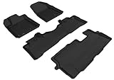 3D MAXpider Complete Set Custom Fit All-Weather Floor Mat for Select Honda Pilot Models - Kagu Rubber (Gray)