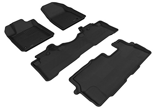 3D MAXpider Custom Fit Kagu Floor Mat (Gray) for 2009-2015 Honda Pilot - 1ST Row 2ND Row 3RD Row