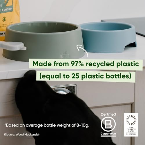 Beco Hundenapf – Futter & Wasser Stabiler Napf aus recyceltem Kunststoff, rutschfeste Gummiunterseite, Olivgrün, groß