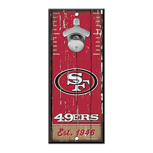 WinCraft NFL San Francisco 49Ers Flaschenöffner, Holzschild, Flaschenöffner, Teamfarben, 12,7 x 27,9 cm