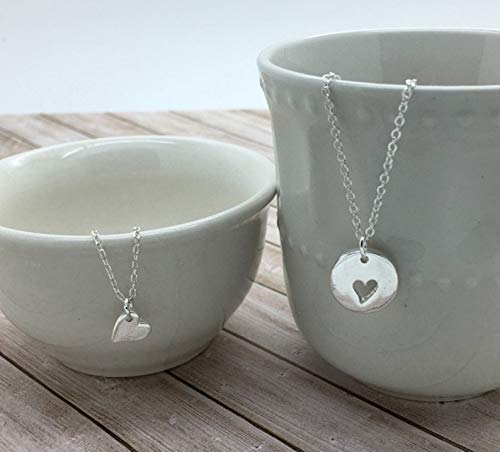 Mother Daughter Necklace set, Tiny Hearts & cut out heart charm necklace, optional mother of two, mother of three, mother and daughters4