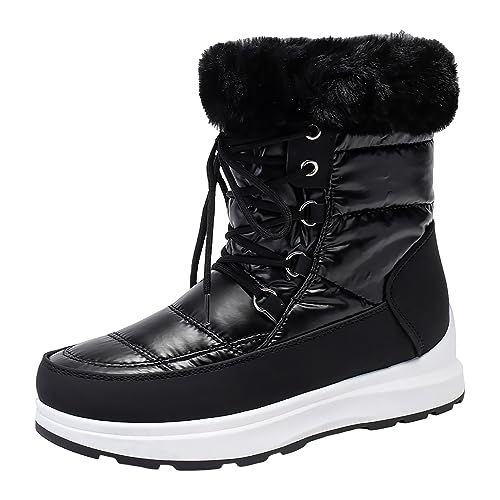 Bottes de neige imperméables femme avec doublure chaude en fourrure pour l'hiver