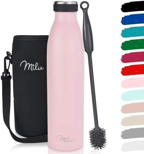 Milu Stainless Steel Vacuum Insulated Water Bottle - 500ml, 750ml, 1l - Double Wall Metal Flask, for Hot, Cold & Carbonated Drinks (Stainless Steel, 500ml)