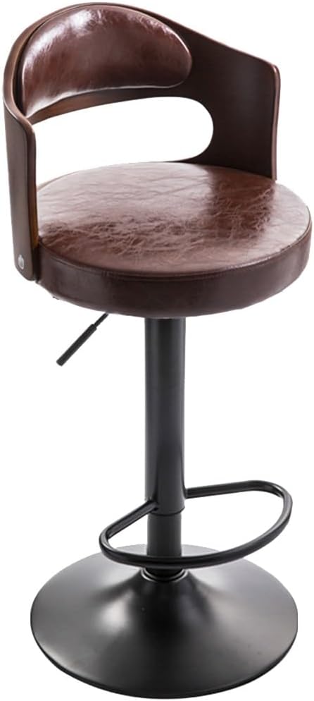 Adjustable Swivel Bar Stools,Counter Heigh Bar Stools With Back, Bar Stool For Kitchen Island,Upholstered Pub Stools With Footrest, Dining Chairs With Armrests For Bar(/Brown A)