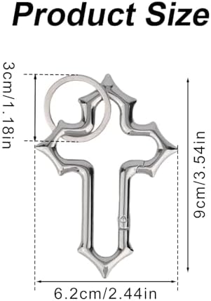 2 stuks coole Y2K metalen glanzende karabijnhaak sleutelhanger uniseks, coole eenvoudige gothic sleutelhangers geschikt als geweldig cadeau, zwart, zilver