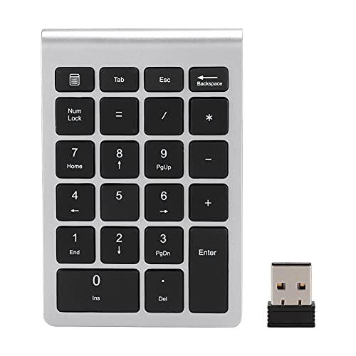 Ymiko Numpad, Numeric Keypad Laptop Accessories Number Pad with up to 3 Million keystrokes and 80 Hours of use for Users who Require Flexibility and Adaptability (Silver Black)