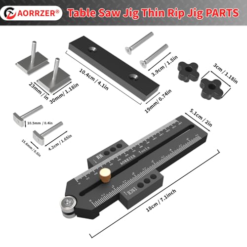 AORRZER Thin Rip Jig Table Saw Jig Guide, for Making Repetitive Narrow Strip Cuts Table Saw Accessories, for Band Saw Router Table Guide, Fit for 3/4\" x 3/8\" T Slots/U Slot - Thumbnail 2
