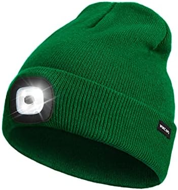 Rechargeable LED Lighted Beanie, Perfect Dad Gifts in Christmas, Stocking Fillers Cap with Light Hands Free Head Torch Unisex Winter Warm Knit Beanie