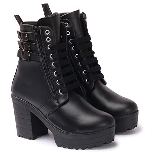 KLIEV PARIS Women’s & Girls Black Latest Collection Side Buckle Heeled Classic Boots