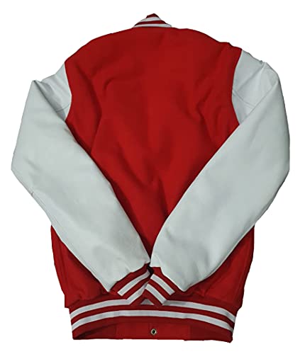 Image of Deckra Boys Varsity Jacket Leather Arms Wool Polyester Quilted Kids /Children Varsity Jacket