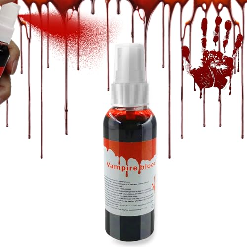 Wuhonghao Sangue falso, sangue falso spray lavável maquilhagem Halloween profissional, Essere uso por pinturas de corpo faciais feitos especiais sangue artificial, maquilhagem Halloween, 60 ml