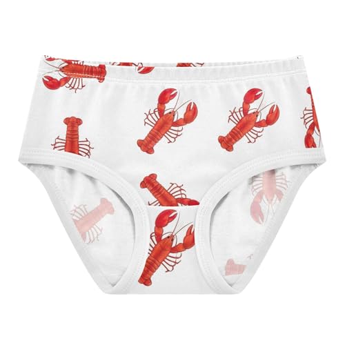 Cotton Toddler Girls Underwear Red Lobsters White Cute Panties Girl Pattern Briefs Kids Undies 2t