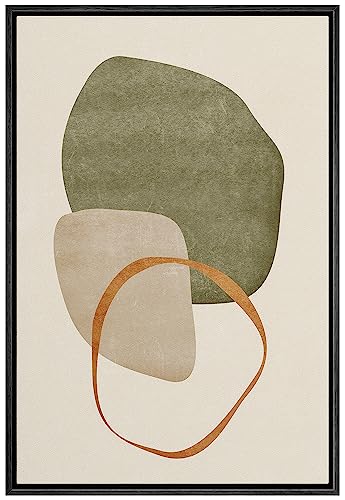 IDEA4WALL Framed Canvas Print Wall Art Retro Gold Sage Green