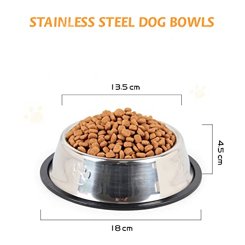 Hotype Edelstahl Hundenapf, Edelstahl Hundenäpfe mit Rutschfester Gummibasis für Futter oder Wasser, Futternapf für Welpe und Katze, Haustier Futternapf für Kleine Hunde, 2 Stück, 18cm