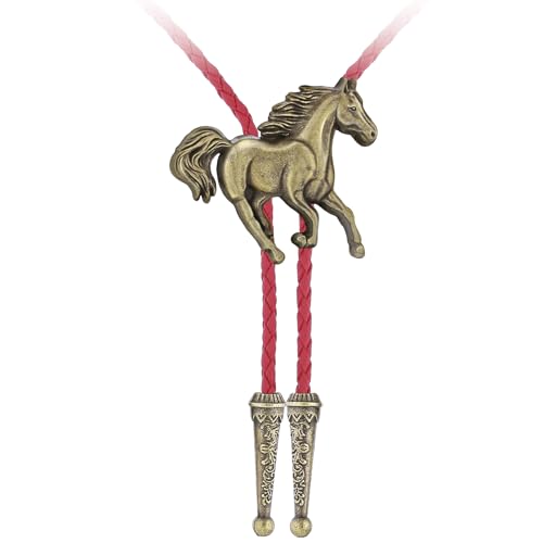 Image of GelConnie Bolo Ties for Men Women Western Cowboy Tie Mens Western Necklace Leather Necktie Gold Bolero Tie Cowboy Necklace