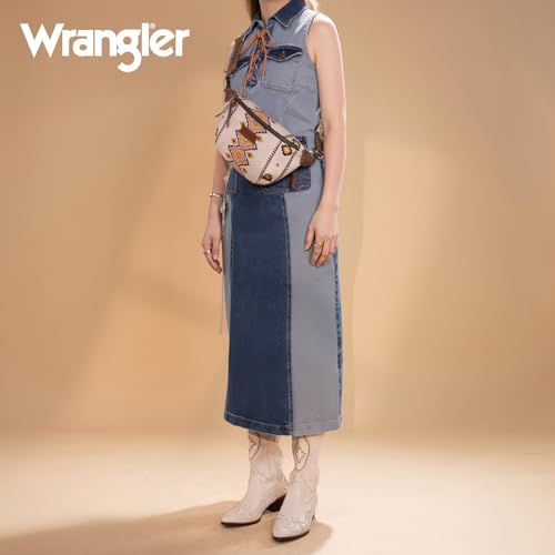 Montana West x Wrangler Large Fanny Packs for Women Western Crossbody Bags Aztec Bum Chest Belt Purse with Adjustable Strap2