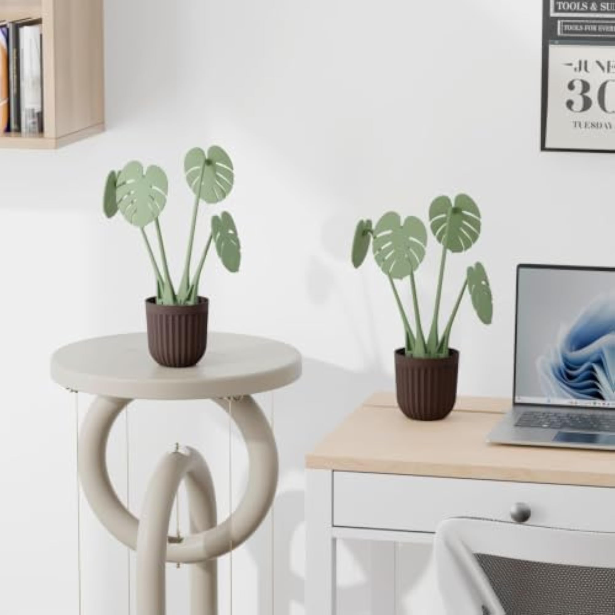 Artificial Monstera Plant with Pot, Table Decor Pack of 2