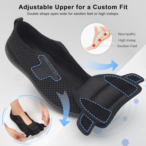 JOINFREE Diabetic Wide Walking Shoes for Women & Men with Adjustable Upper, Zero Drop Non Slip Casual Sneakers Comfortable for Edema, Arthritis, Swollen Feet & Elderly2
