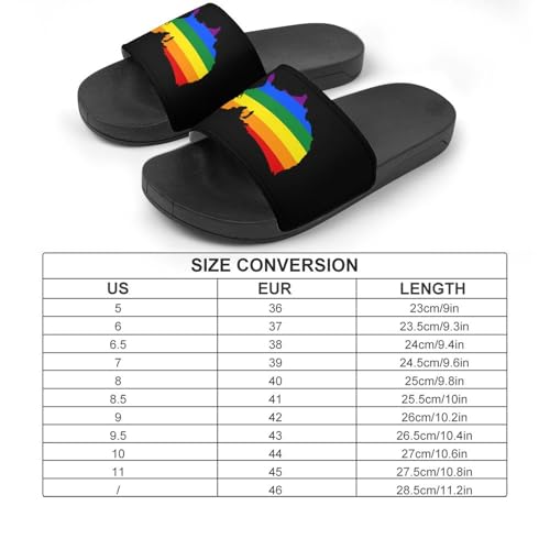 LGBT U.S. Flag Map Non Slip Slides Sandals for Women Men Quick Drying Shower Shoes for Bathroom Pool Beach2