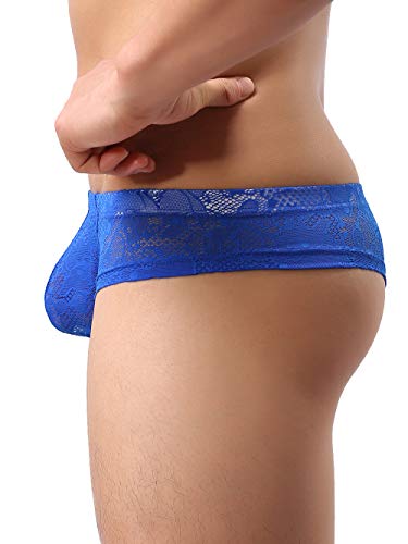 iKingsky Men's Cheeky Boxer Briefs Sexy Thong Underwear Breathable Lace Mens Panties4